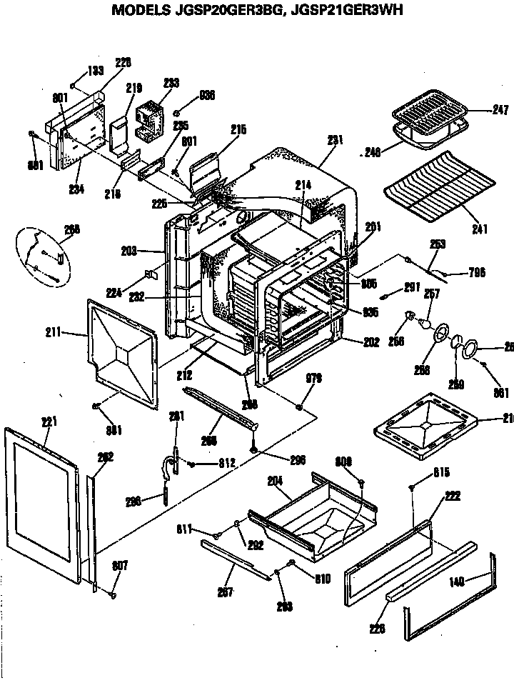 GE JGSP20GER3BG oven assembly diagram