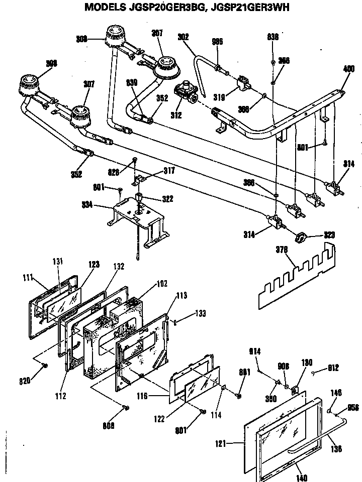 GE JGSP20GER3BG door/gas lines diagram