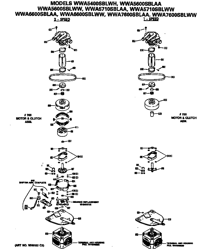 GE WWA6600SBLWW motor/clutch diagram