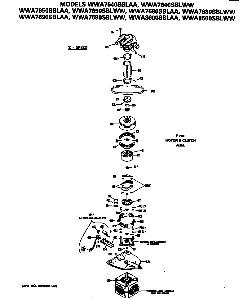 GE WWA8600SBLAA motor/clutch diagram