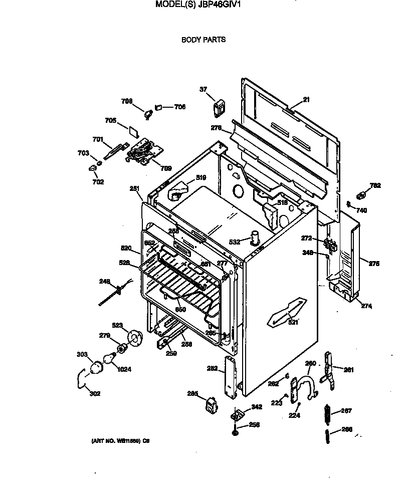 GE JBP46GIV1 body parts diagram