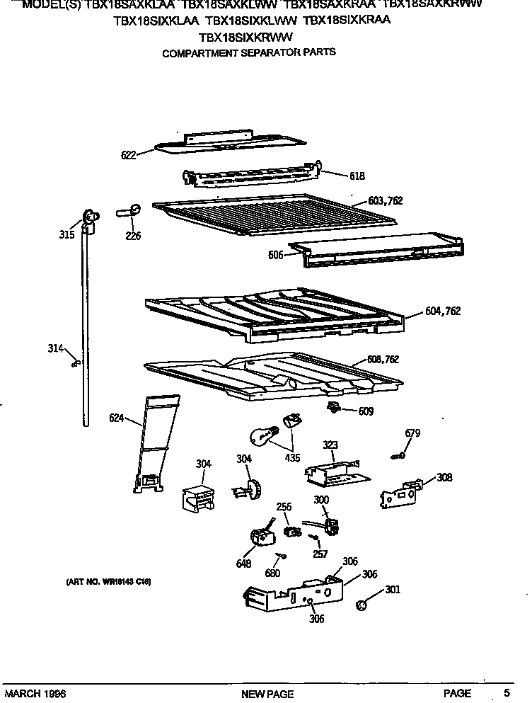 GE TBX18SIXKRWW compartment separator parts diagram