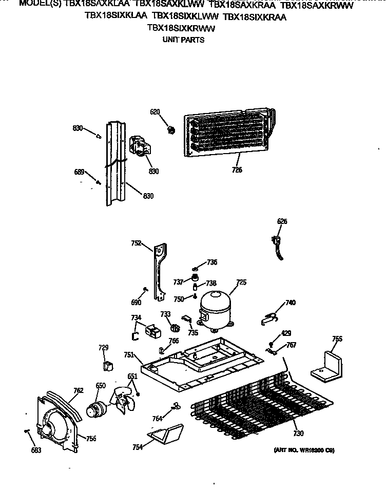 GE TBX18SIXKRWW unit parts diagram
