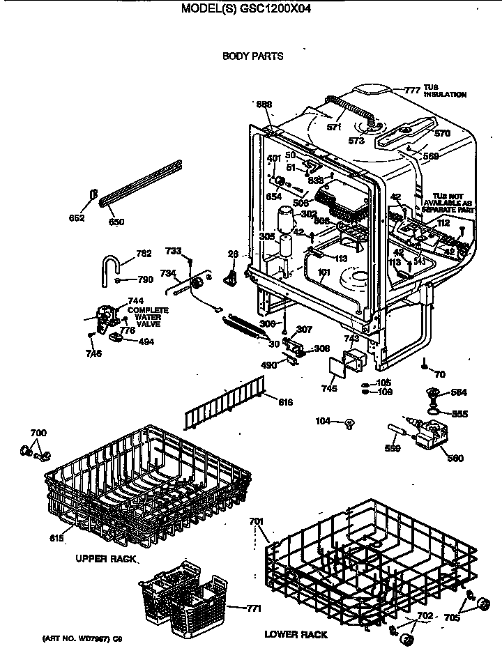GE GSC1200X04 body parts diagram