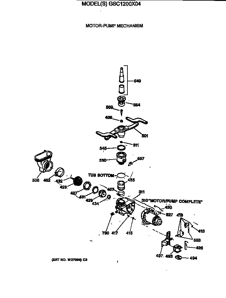 GE GSC1200X04 motor-pump mechanism diagram