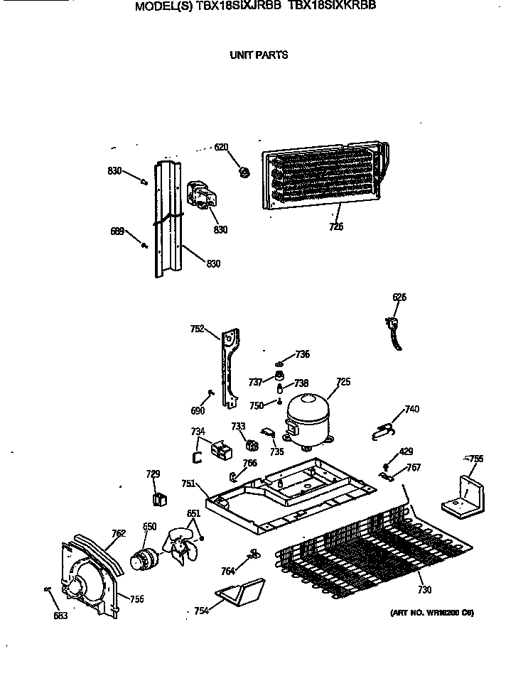 GE TBX18SIXKRBB unit parts diagram