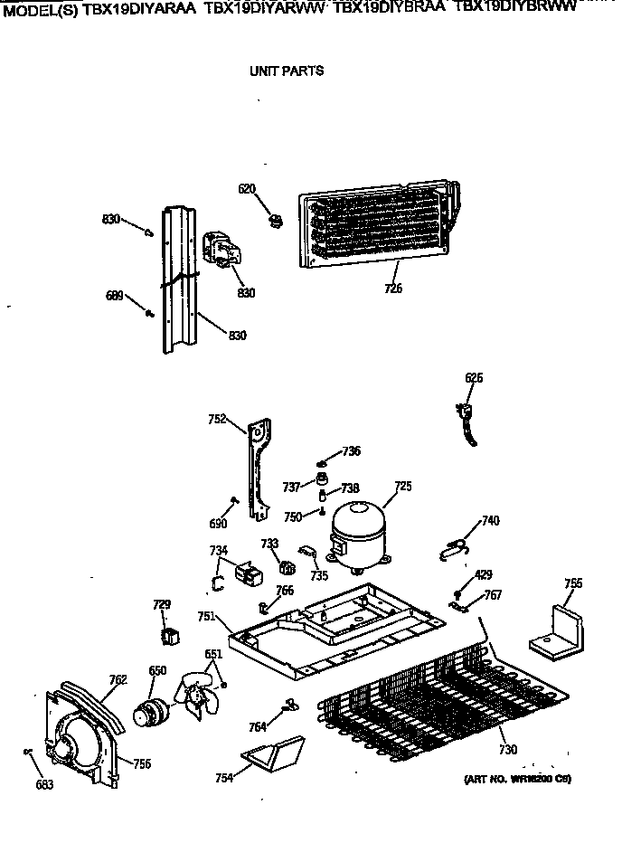 GE TBX19DIYBRWW unit parts diagram