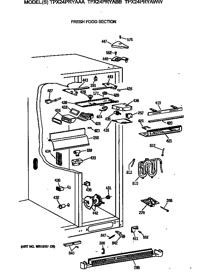GE TPX24PRYAWW fresh food section diagram