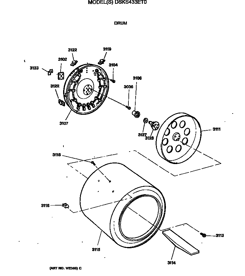 GE DSKS433ET0 drum diagram