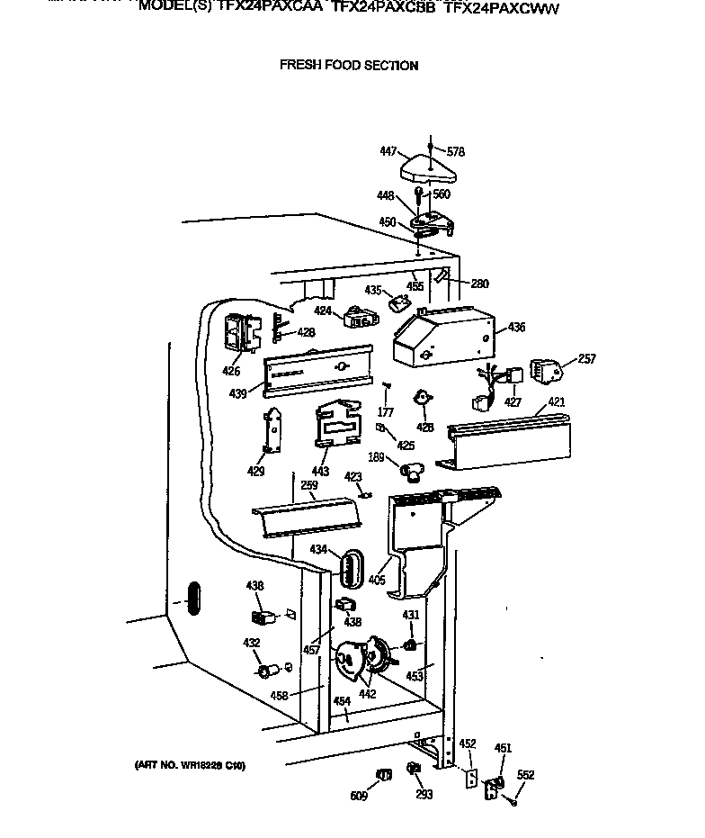 GE TFX24PAXCWW fresh food section diagram
