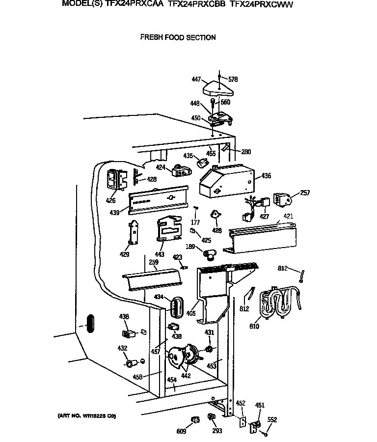 GE TFX24PRXCBB fresh food section diagram