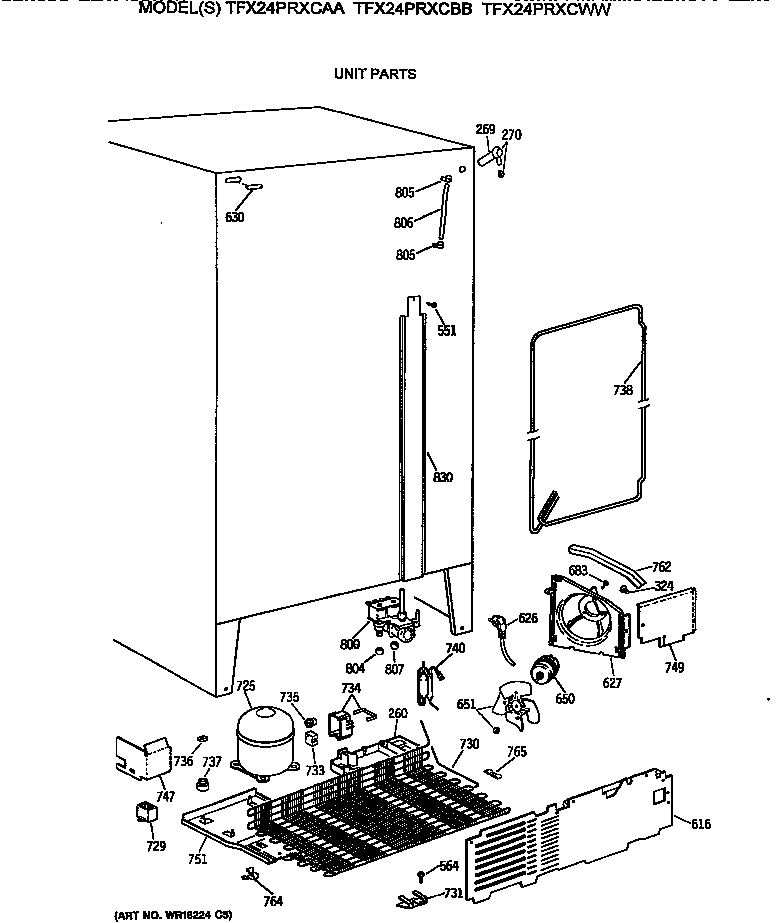 GE TFX24PRXCBB unit parts diagram