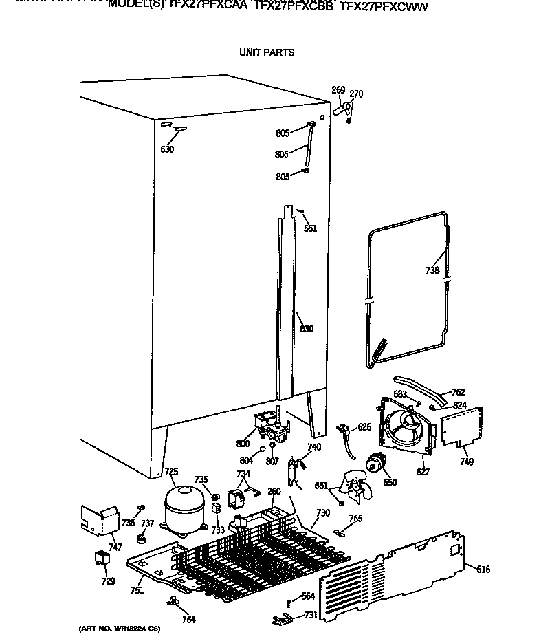 GE TFX27PFXCAA unit parts diagram