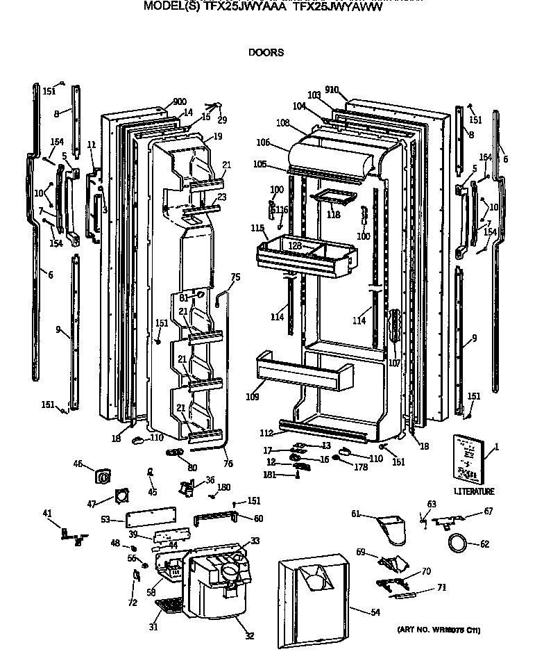 GE TFX25JWYAAA doors diagram