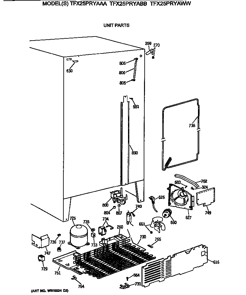 GE TFX25PRYABB unit parts diagram
