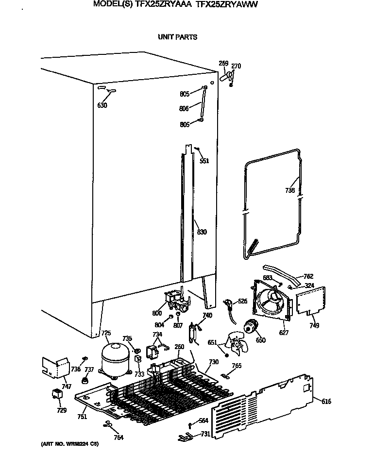 GE TFX25ZRYAWW unit parts diagram