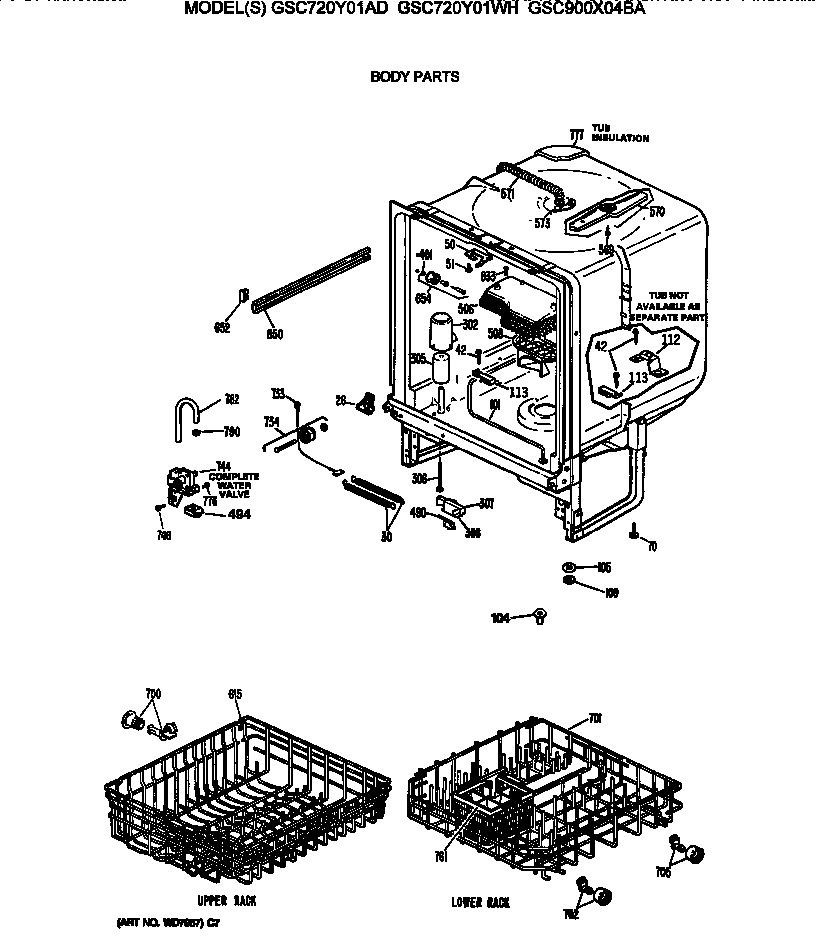 GE GSC900X04BA body parts diagram
