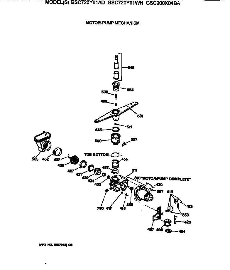 GE GSC900X04BA motor-pump mechanism diagram