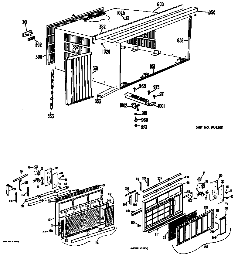 GE AF912AMW4 cabinet/grille diagram