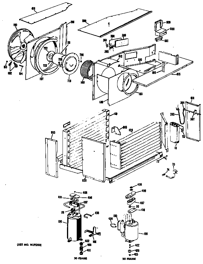 GE AF912AMW4 chassis assembly diagram