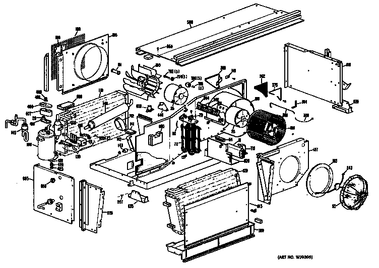 GE A3B588DEASQ1 chassis assembly diagram
