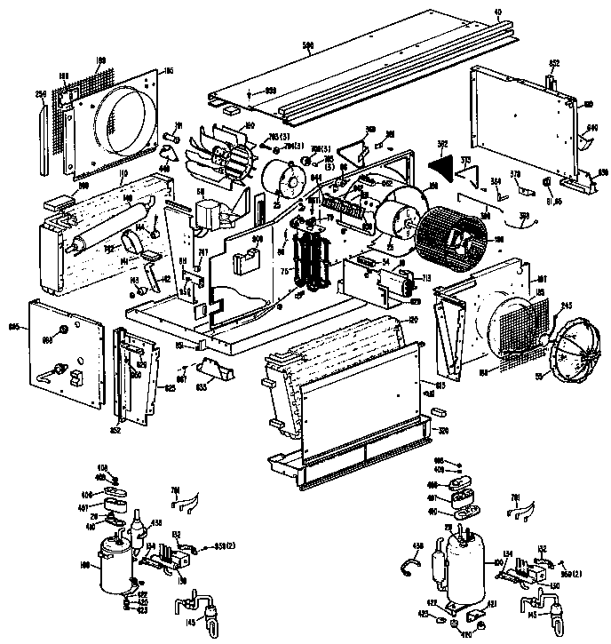 GE A3B698DAASW1 chassis assembly diagram