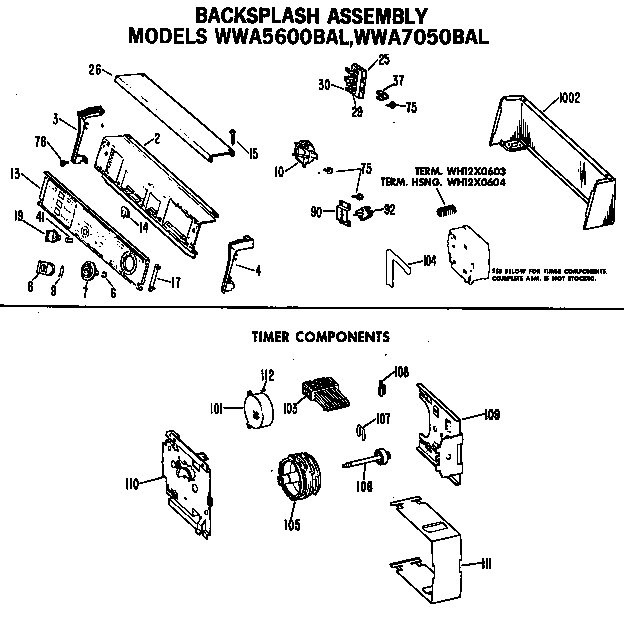 GE WWA8480BAL backsplash assembly diagram