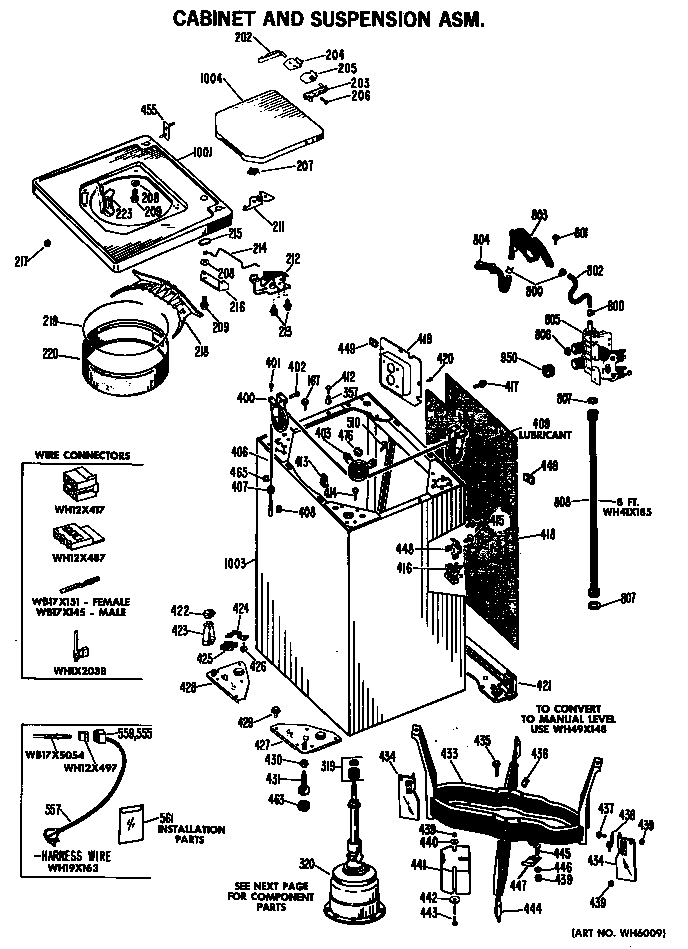 GE WWA8480BAL cabinet and suspension asm. diagram