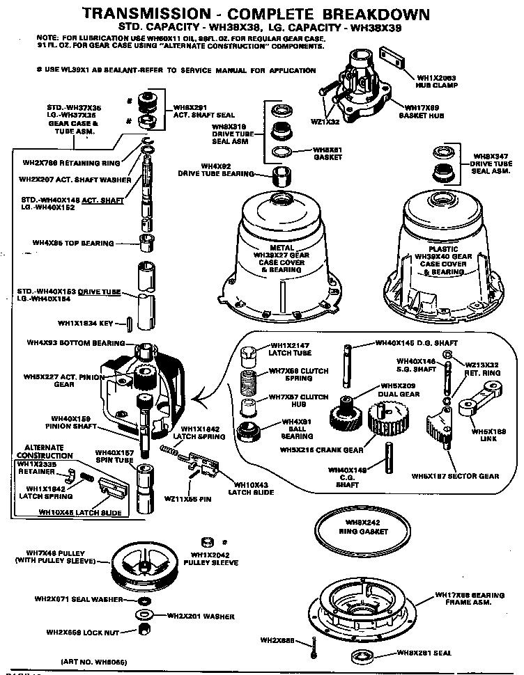 GE WWA8480BAL transmission - complete breakdown diagram