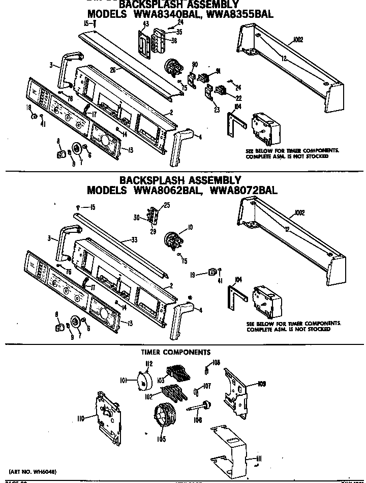 GE WWA5610BAL backsplash assembly diagram