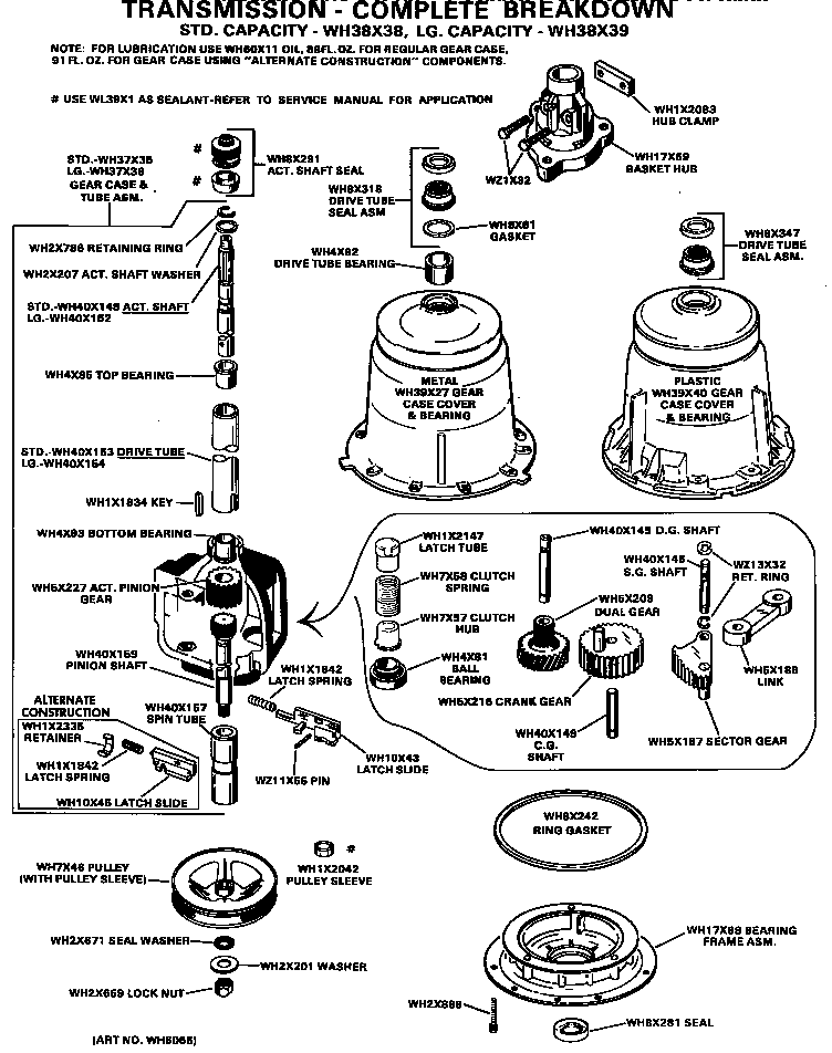 GE WWA5610BAL transmission - complete breakdown diagram