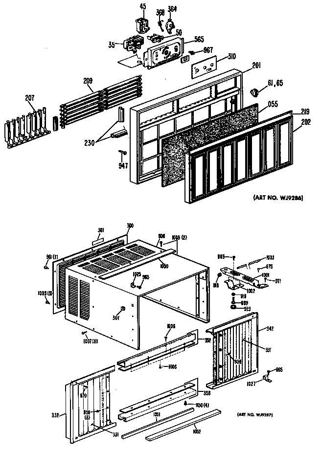 GE AQ808AAQ1 cabinet/grille diagram
