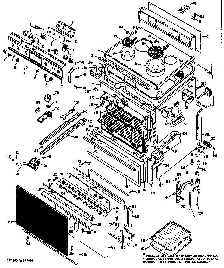 GE JBP24G*05 electric range diagram