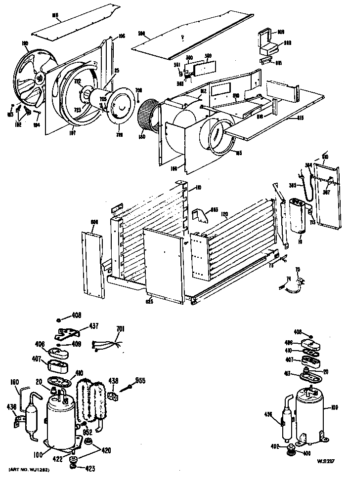 GE AF615DPE1 chassis assembly diagram
