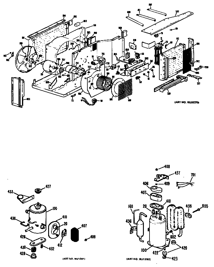 GE AJH10D1T2 chassis assembly diagram