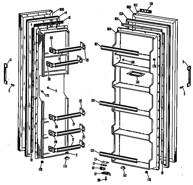 GE TFF19LBD doors diagram