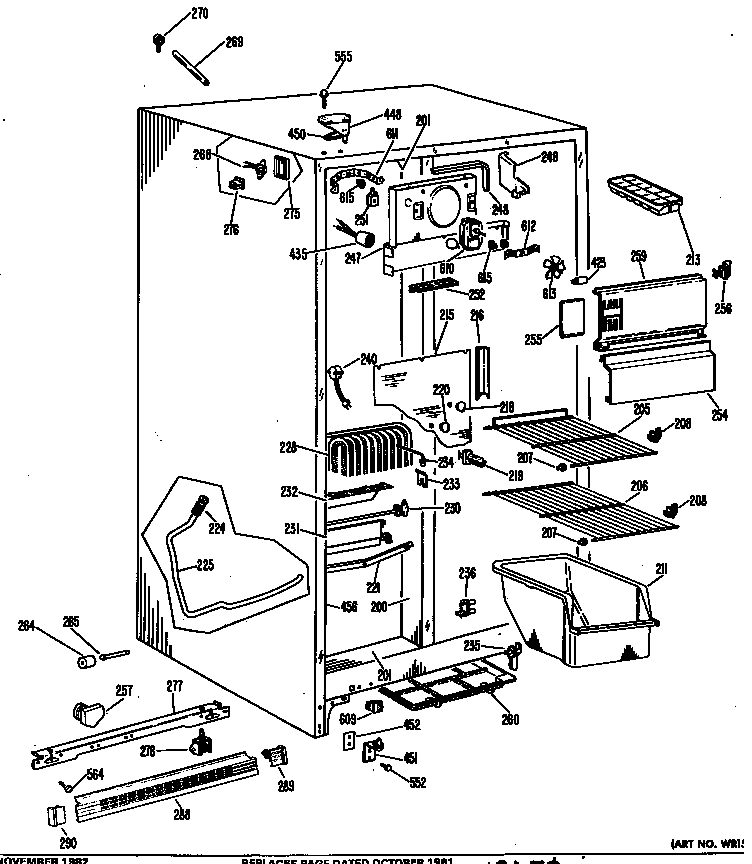 GE TFF19LBD freezer section diagram