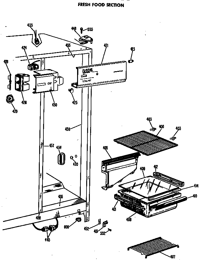 GE TFF19LBD fresh food section diagram