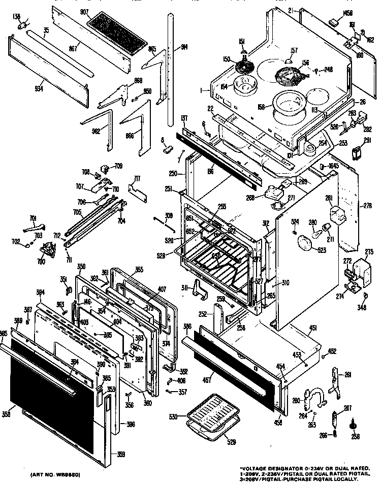 GE JHP60G*01 electric range diagram