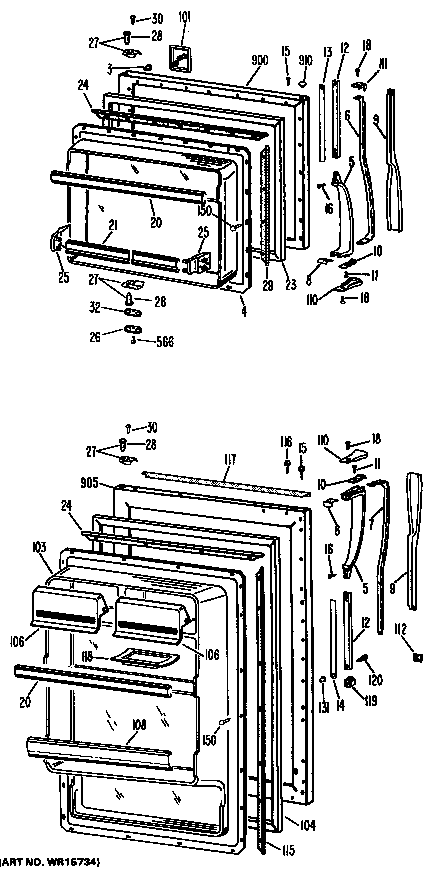 GE TBF15DCB doors diagram