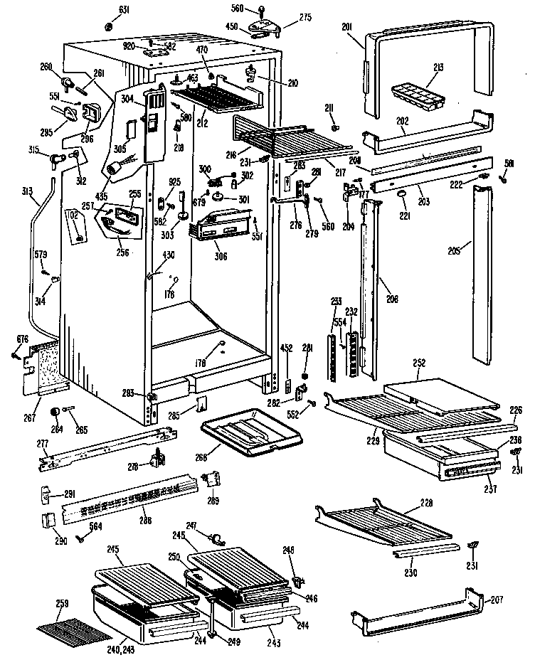 GE TBF15DCB cabinet diagram