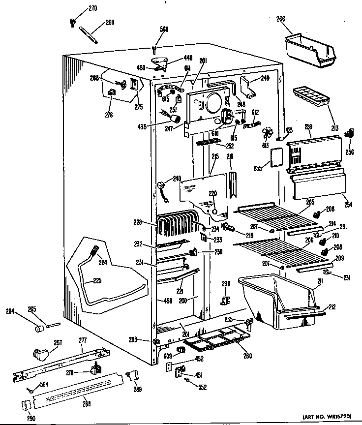 GE TFF20DCB freezer section diagram
