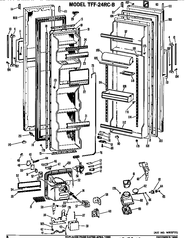 GE TFF24RCB doors diagram