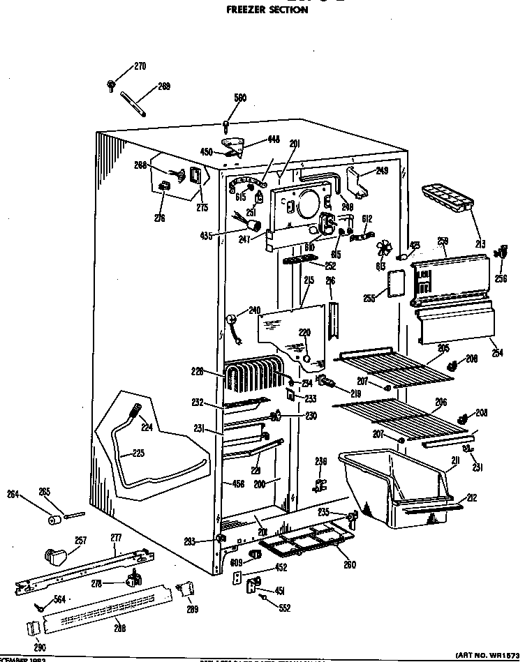 GE TFF20PCC freezer section diagram