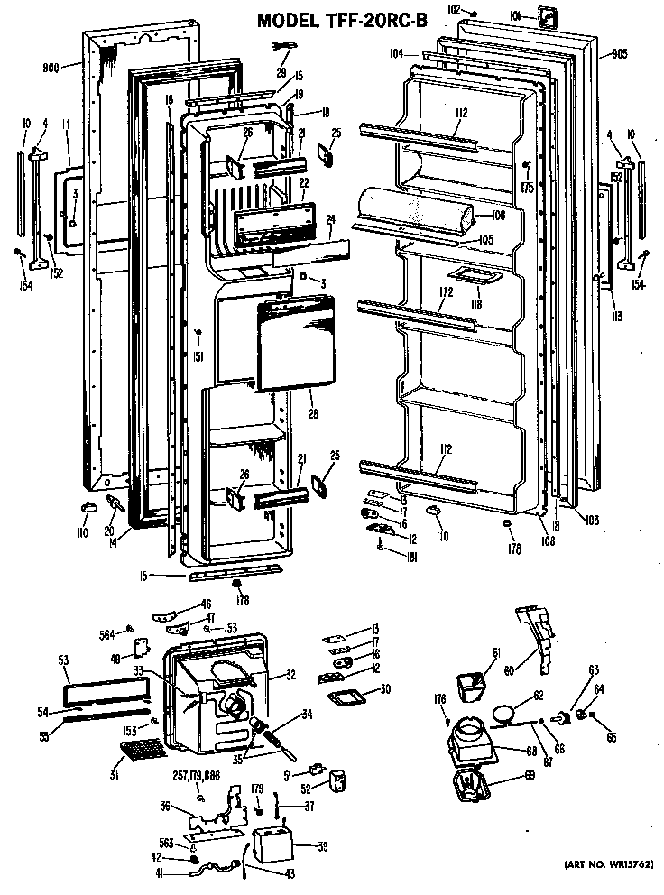 GE TFF20RCB doors diagram