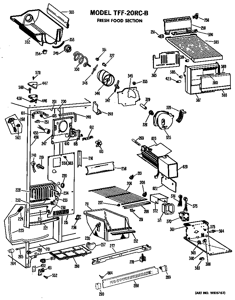 GE TFF20RCB fresh food section diagram