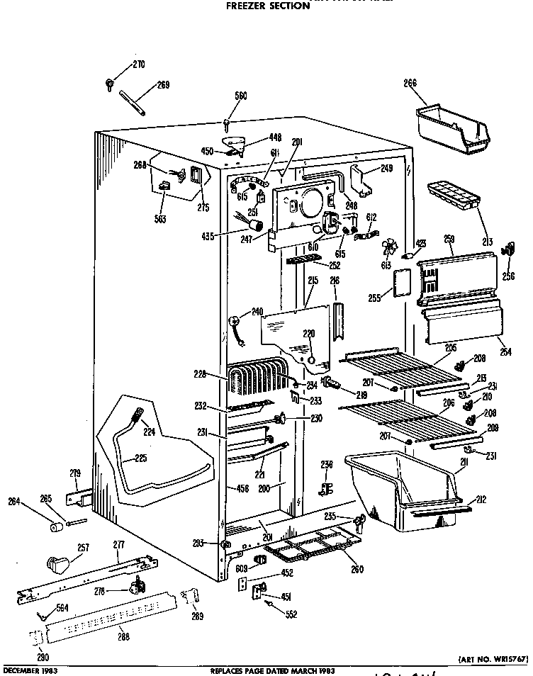 GE TFF24ZCB freezer section diagram