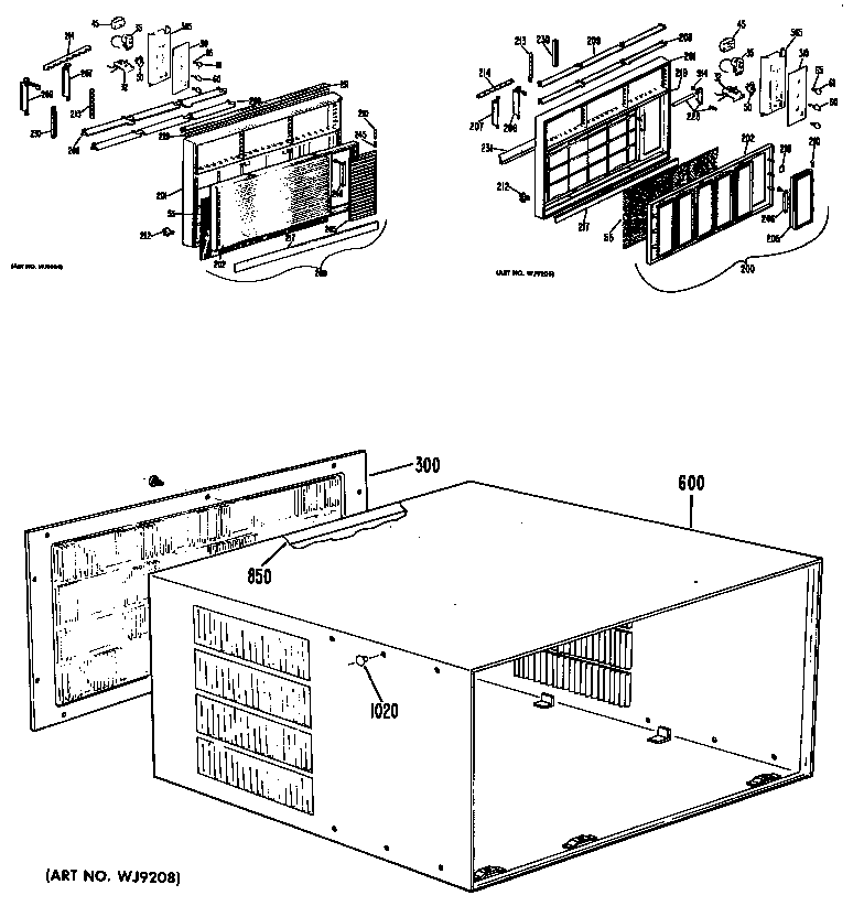 GE AFC15DSE1 grille/cabinet diagram
