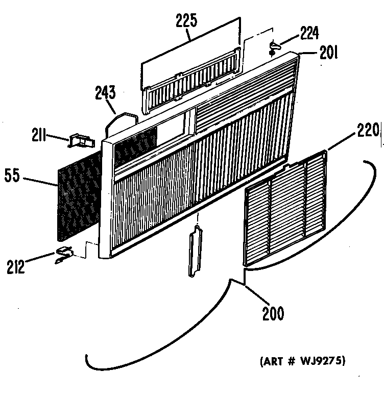 GE AJE09D3Q1 grille diagram