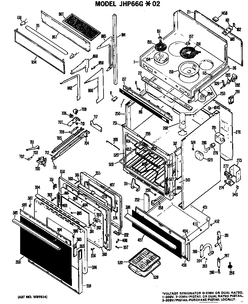 GE JHP66G*02 body diagram